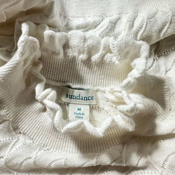 Sundance Womens Frances Ruffle Sweater Scallop Stitch Pointelle Size M - Picture 6 of 7